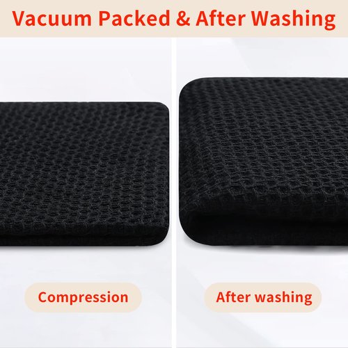 Homaxy 100% Cotton Waffle Weave Kitchen Dish Cloths, Ultra Soft Absorbent Quick Drying Dish Towels, 12 x 12 Inches, 6-Pack, Black