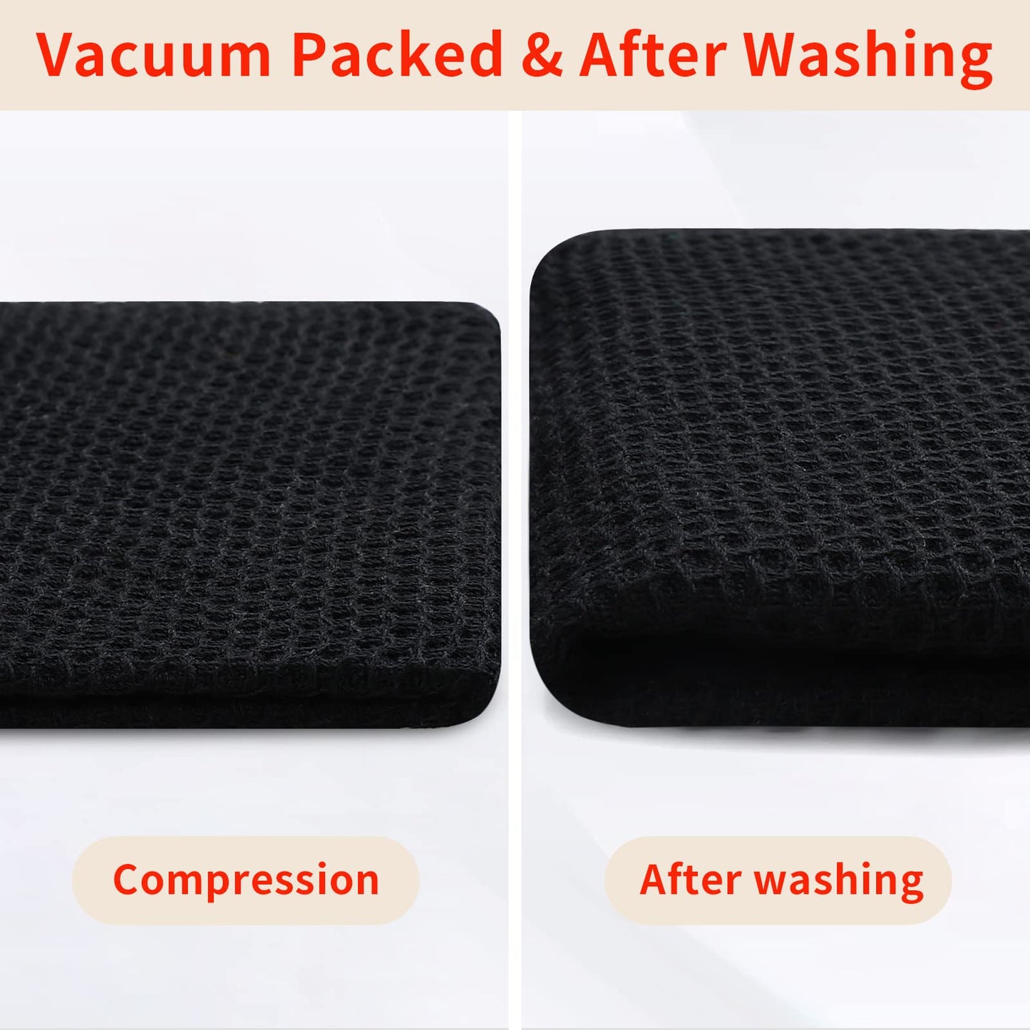 Homaxy 100% Cotton Kitchen Towels and Dishcloths Set, 12 x 12 Inches and 13 x 28 Inches, Set of 8 Bulk Kitchen Towels Set, Ultra Soft Absorbent Dish Cloths for Washing Dishes, Black