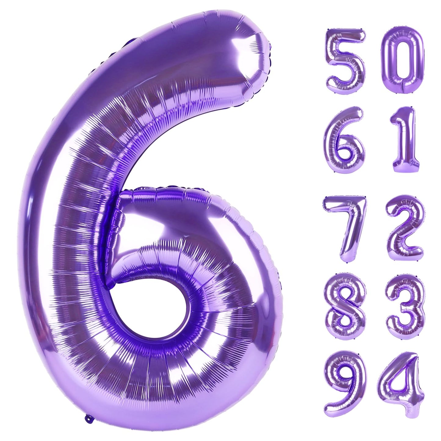 Purple 6 Balloon, Number Balloon 40 Inch, Purple Party Supplies 6th Balloons for Birthday, 6 Birthday Balloon, Number 6 Balloon