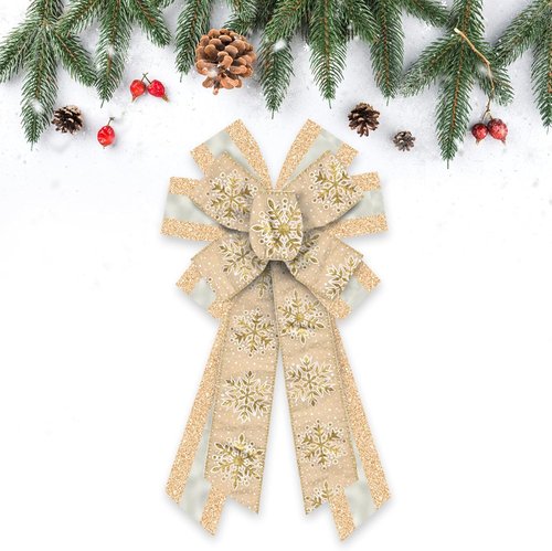 Estivaux Large Christmas Bows - Glitter Golden Burlap Wreath Bows for Holiday Decor | Perfect for Front Door & Xmas Tree