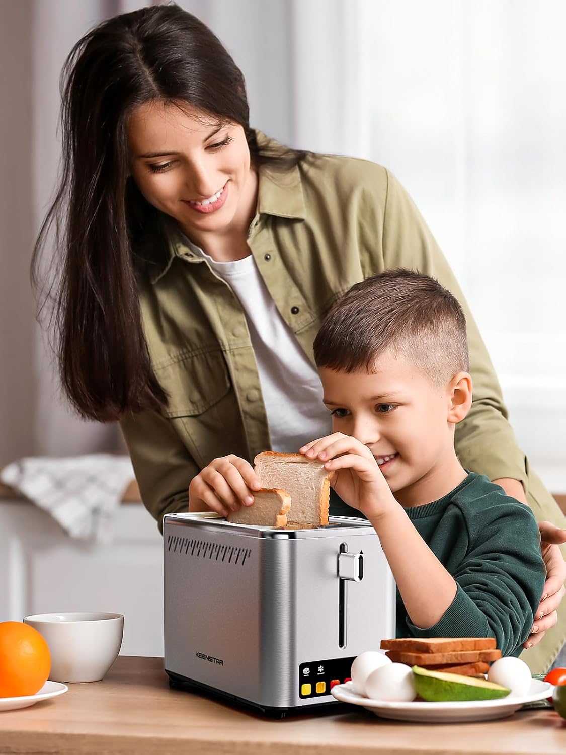 KEENSTAR 2-Slice Touch Screen Toaster - 6 Browning Levels, Wide 1.5" Slots, Stainless Steel Finish