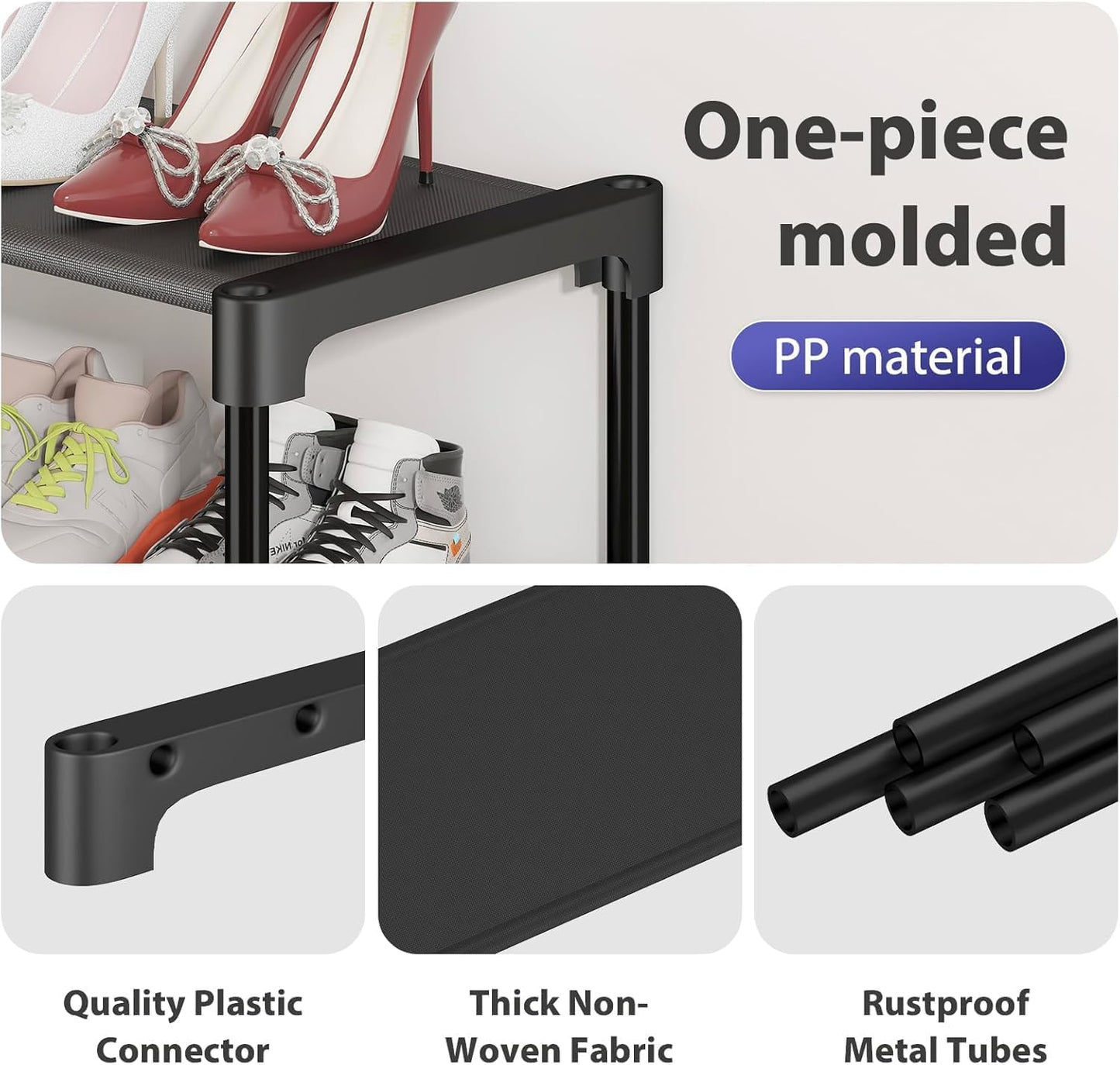 SAN HE Shoe Rack - 2-Tier Stackable Organizer for Closet, Entryway & Garage | Space-Saving Design