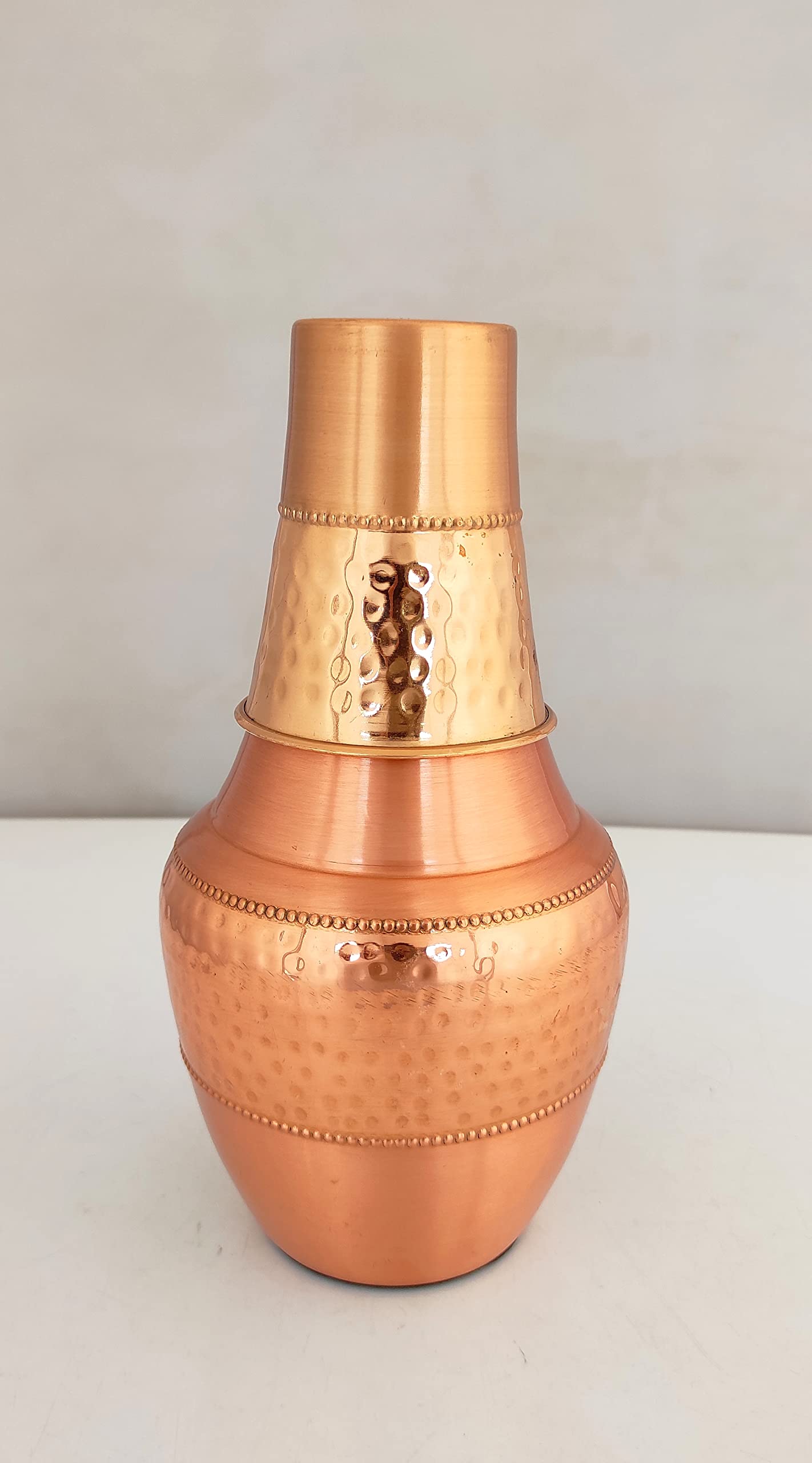 HYGGE Pure Copper Bedside Carafe with Tumbler, 1.4L Water Pitcher for Home, Yoga & Ayurveda Health Benefits – 47.3 fl oz