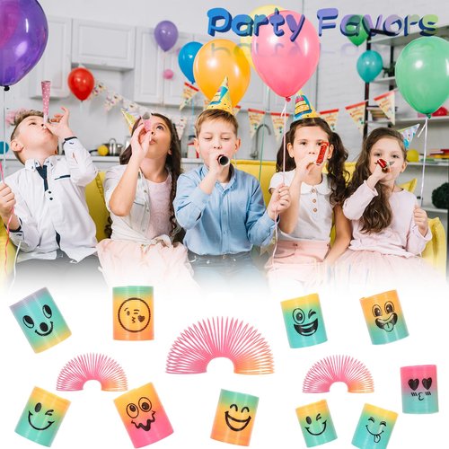 Irnushka Mini Spring Rainbow Coil Party Favors for Kids, Mini Plastic Coil Spring Toy for Easter Egg Filler Party Favor Carnival Prize Birthday Goodie Bag Stuffers (Style B, 30)