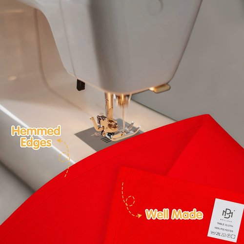 BRILLMAX 10 Pack Red Tablecloths 70 x 120 Inch for 6ft & 8ft Rectangle Tables - 150 GSM Polyester Fabric, Universal Fit, Water, Stain & Wrinkle Resistant Cloth Cover for Wedding Reception Banquet