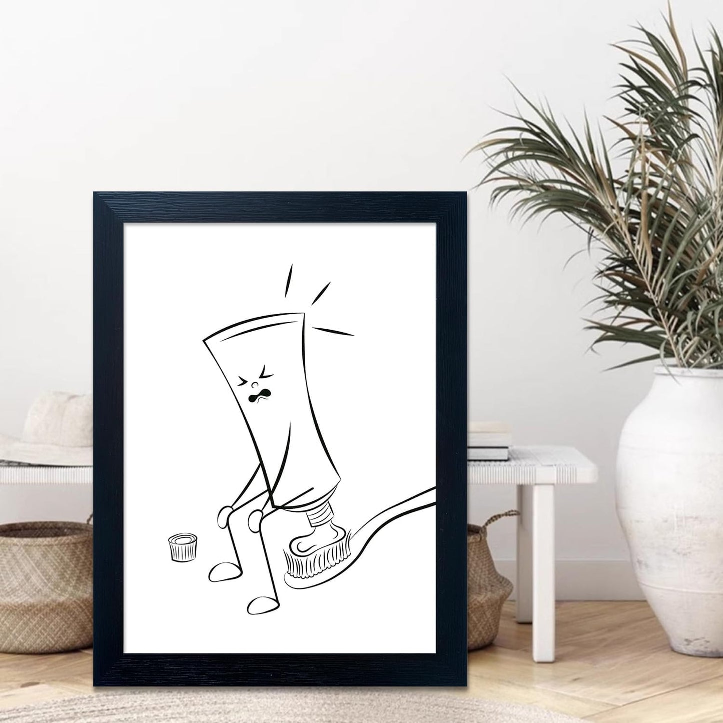 Regine Switzerland Black and White Bathroom Wall Art - Funny Toilet Decor Canvas Print | Minimalist Humor Design