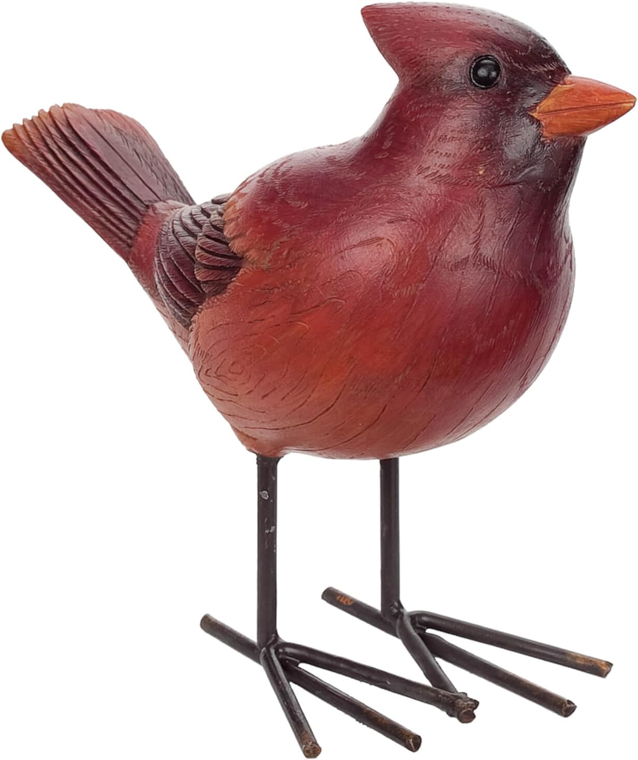 Decorative 4-Inch Red Cardinal Bird Figurine - Resin Stone Home Accent
