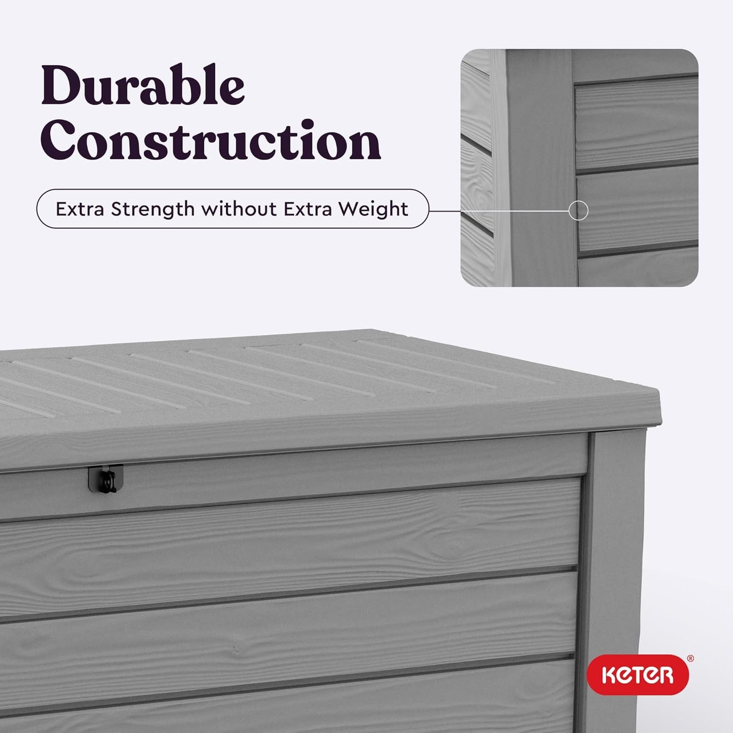 Keter Westwood 150 Gallon Outdoor Storage Box - Durable Resin for Patio Furniture & Garden Tools | Light Grey