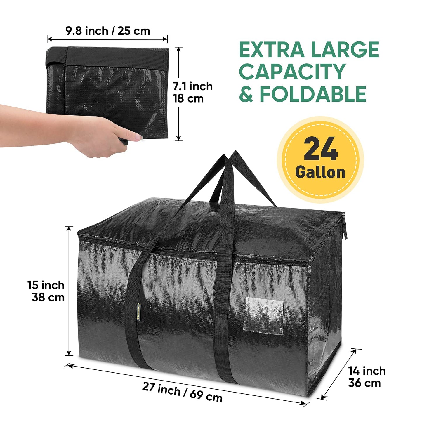 BALEINE 6-Pack Oversized Moving Bags with Reinforced Handles, Heavy-Duty Storage Tote for Clothes, Moving Supplies (Antique Folidage, 6-Pack)