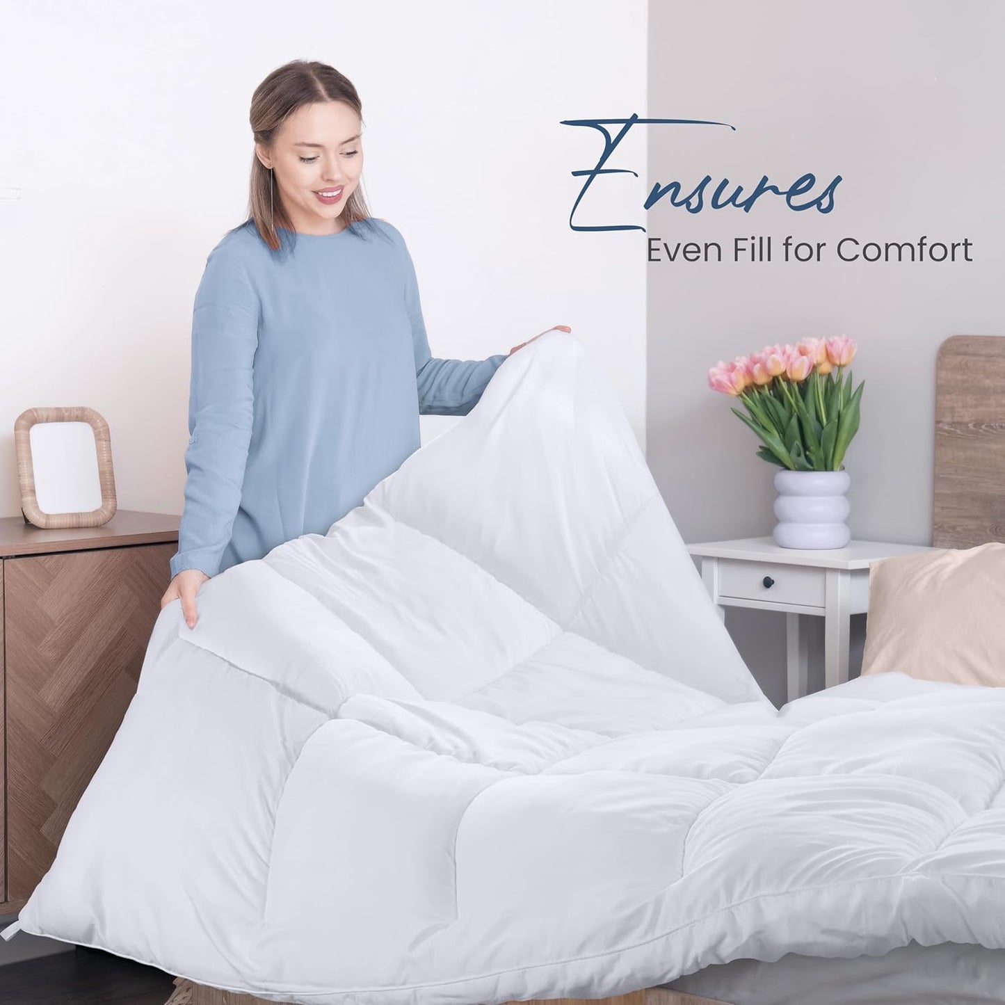 Utopia Bedding Queen Comforter - All Season Down Alternative Duvet Insert, Machine Washable (White)