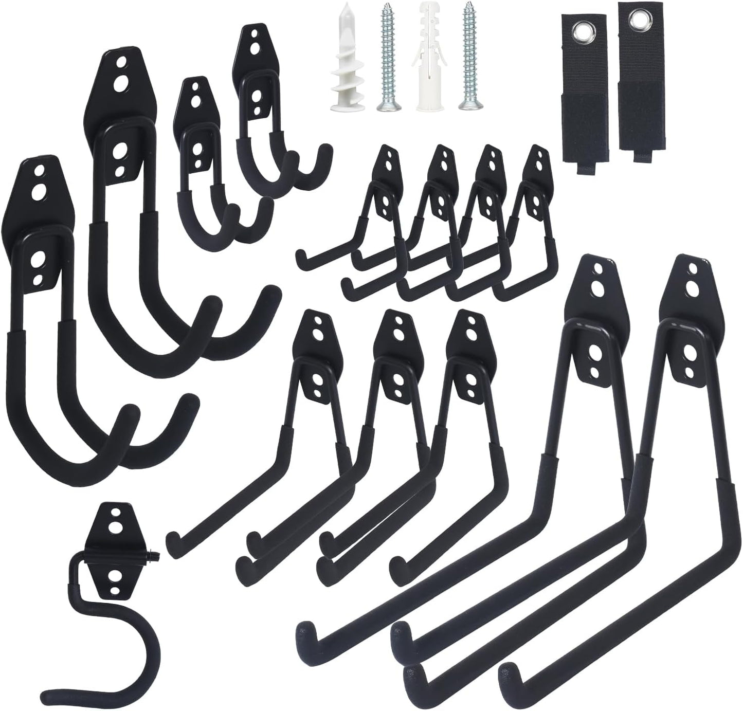 Steel Heavy Duty Garage Hooks - 16 Pack Anti-Slip Wall Mount Hangers for Tools, Bikes & More