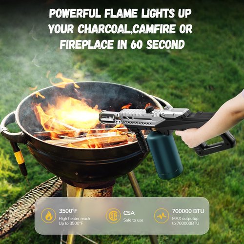 ARTFLAMM Powerful Grill Torch Gun | Propane Torch Gun, Adjustable Flamethrower | Blowtorch for BBQ, Camping, Charcoal Lighter & Fire Starter, 800,000BTU