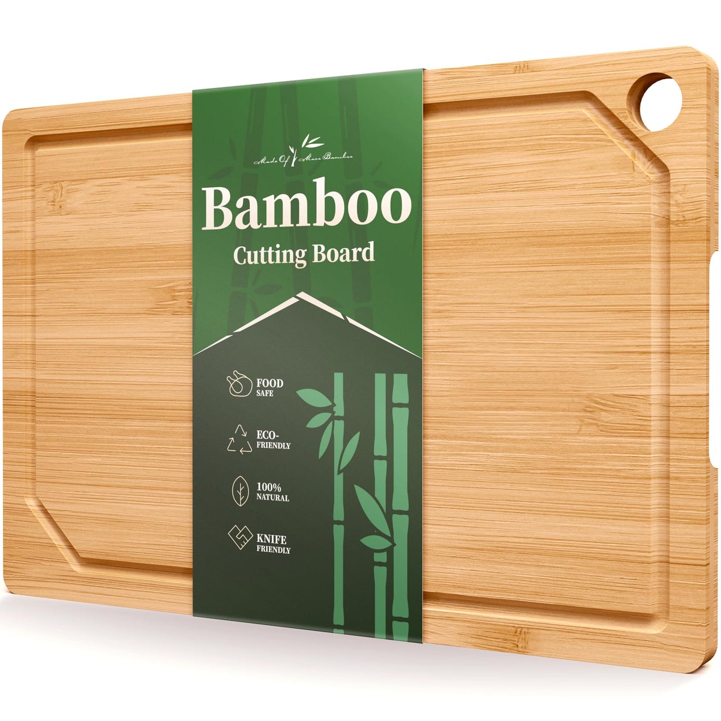 Kitsure Bamboo Cutting Board - Multi-Sizes Wooden Cutting Boards for Kitchen, Convenient Kitchen Essentials with Deep Juice Grooves, Cutting Board for Chopping & Serving, X-Large, Natural