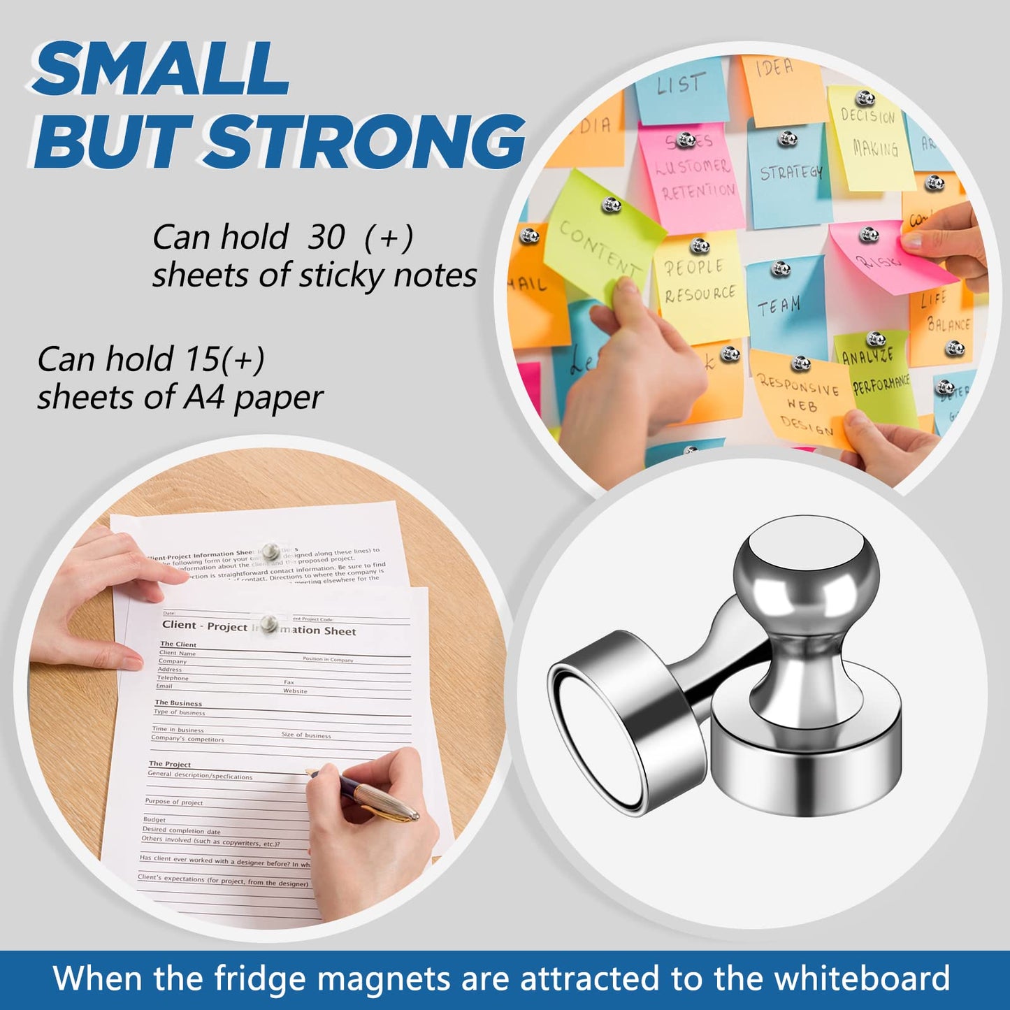 LOVIMAG Fridge Magnets 25Pcs Refrigerator Whiteboard Small Strong Magnet Classroom Kitchen Accessories Decorative Locker Set Decor Must Haves Office Calendar Refrigerador Magnetic Cute Crafts Silver