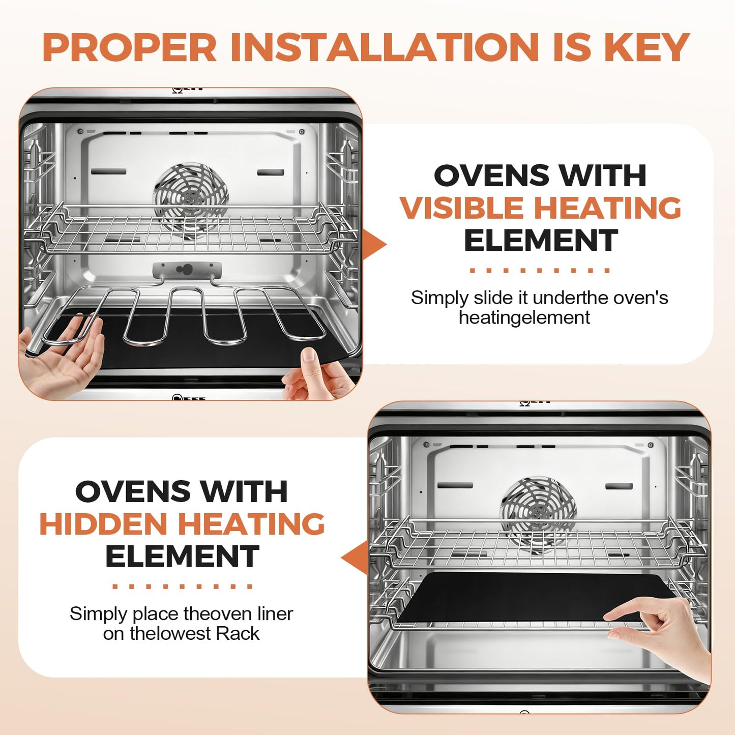 SkyStage 3 Pack Oven Liners for Bottom of Oven, 17"x 25" Large Heavy Duty Non-Stick Reusable Oven Mat, Resistant 500°F, BPA & PFOA Free, for Electric, Gas, Toaster Ovens, Grills, Keep Oven Clean