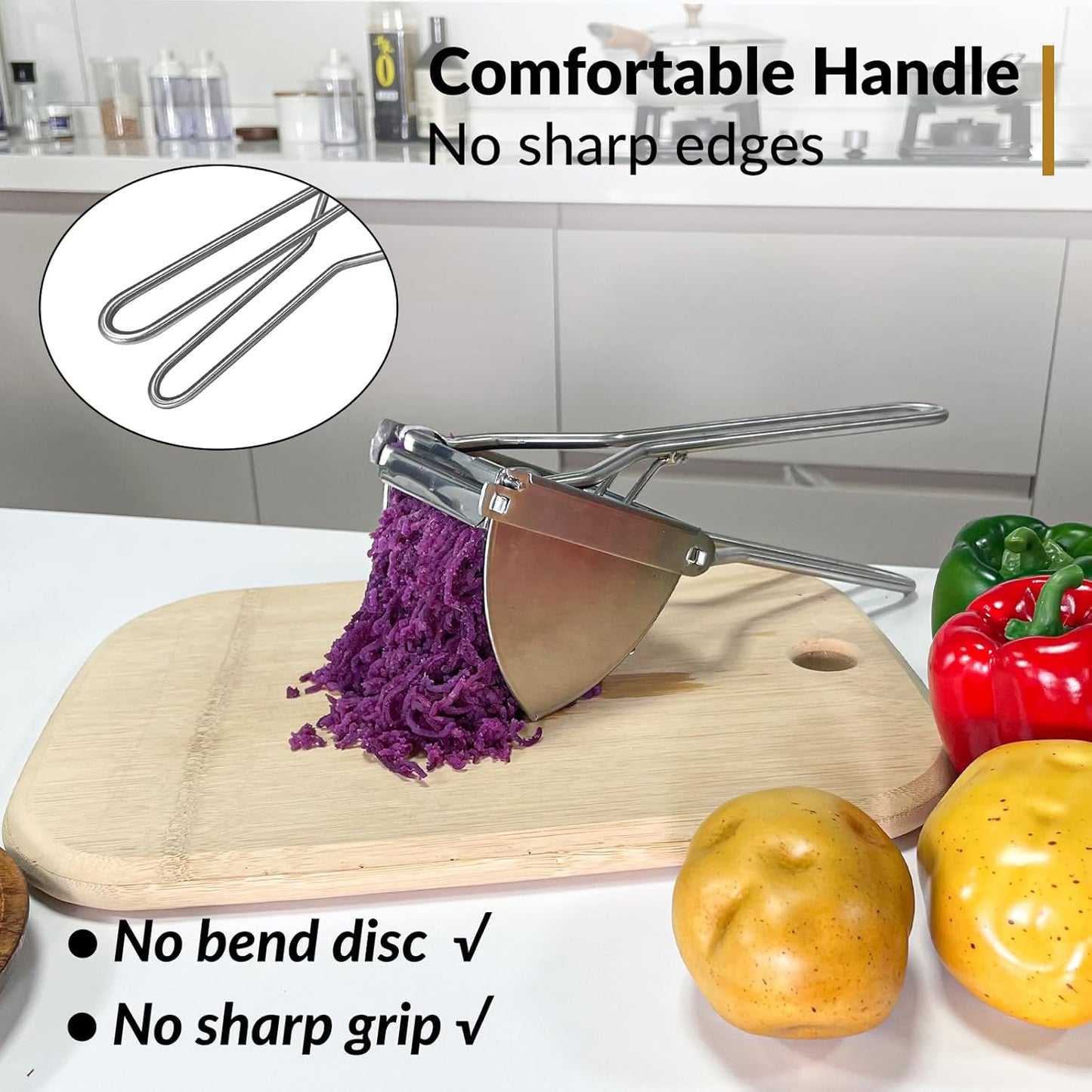 Skiennix Potato Ricer - Heavy Duty 22 oz Stainless Steel for Fluffy Mashed Potatoes | Easy Clean Handle