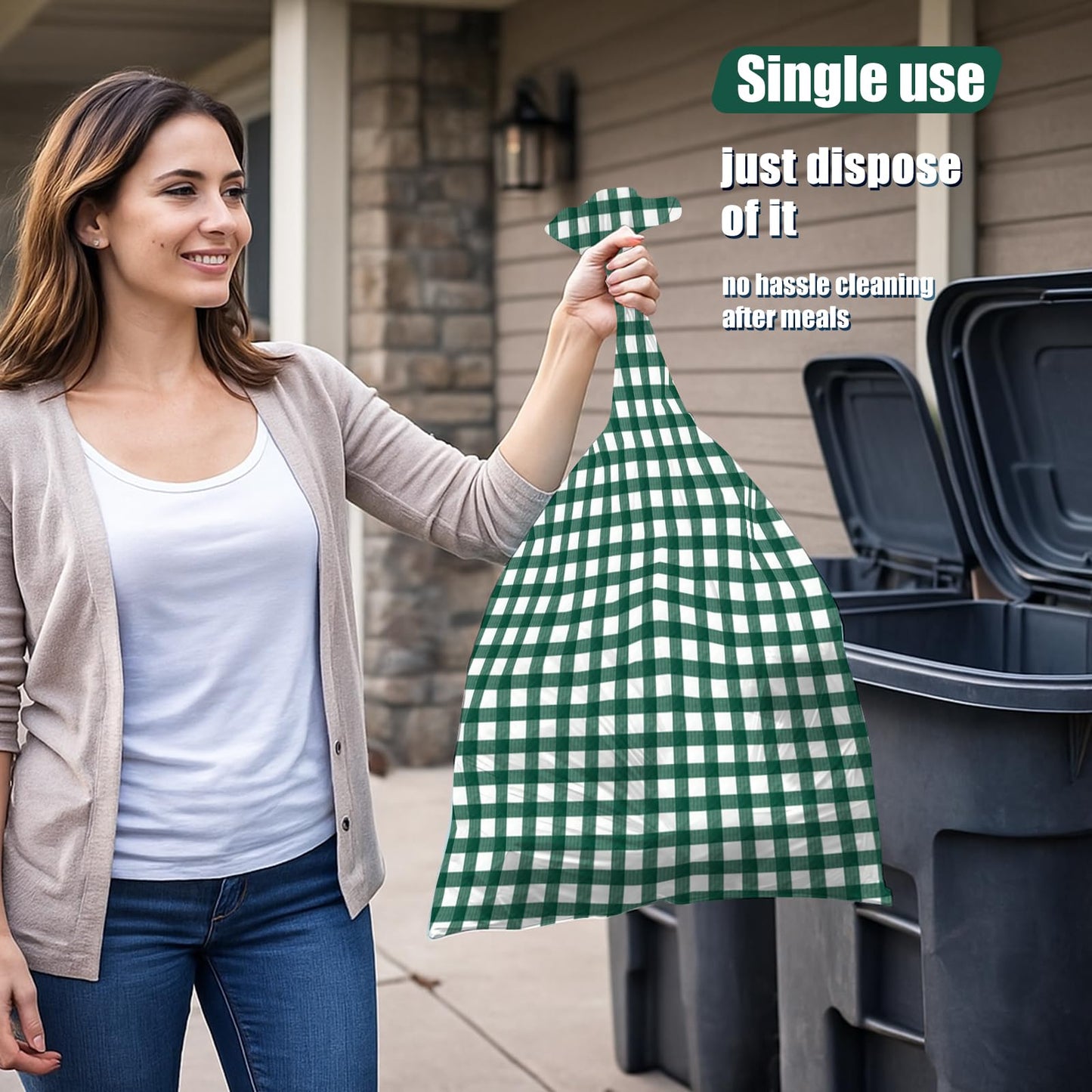 YIDAKO 6pcs 54X108inch Dark Green Checkered Tablecloth,Green Gingham Tablecloths Buffalo Plaid Disposable Plastic Table Covers for Birthday Baby Shower Bridal Wedding Party Birthday Decorations