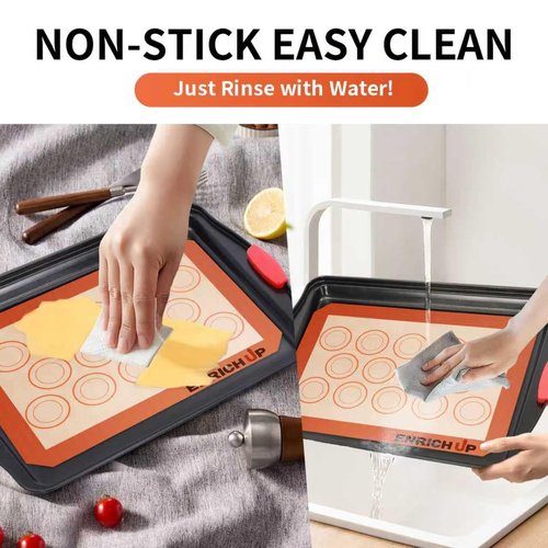 Enrich Up Baking Pans Set – 6-Pcs Non-Stick Silicone Cookie Sheets and Oven Baking Pans – Reusable and Heat-Resistant Bakeware Set – Cookware Set Non-Stick for Macarons, Cookies, Food, Pastry