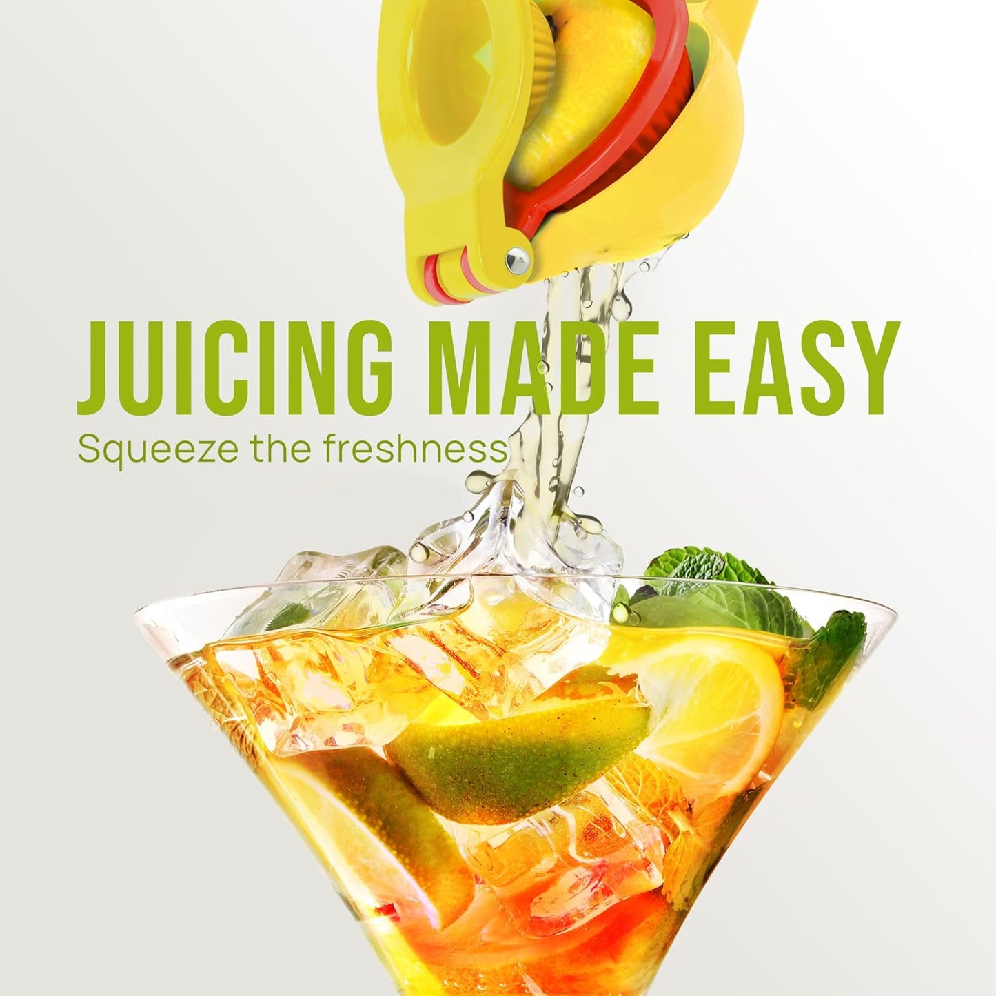 Zulay Kitchen 2-in-1 Lemon Squeezer - Sturdy Hand Juicer for Maximum Juice Extraction | Easy to Clean - Yellow/Red
