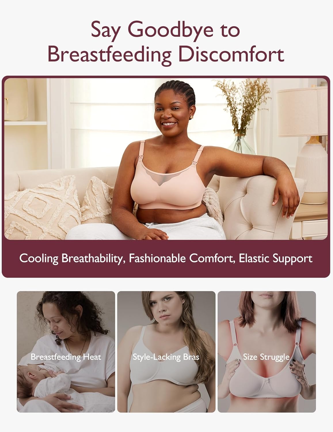 Momcozy Nursing Bras - Breathable Mesh Comfort for Breastfeeding | Wireless Maternity Sleep Bra