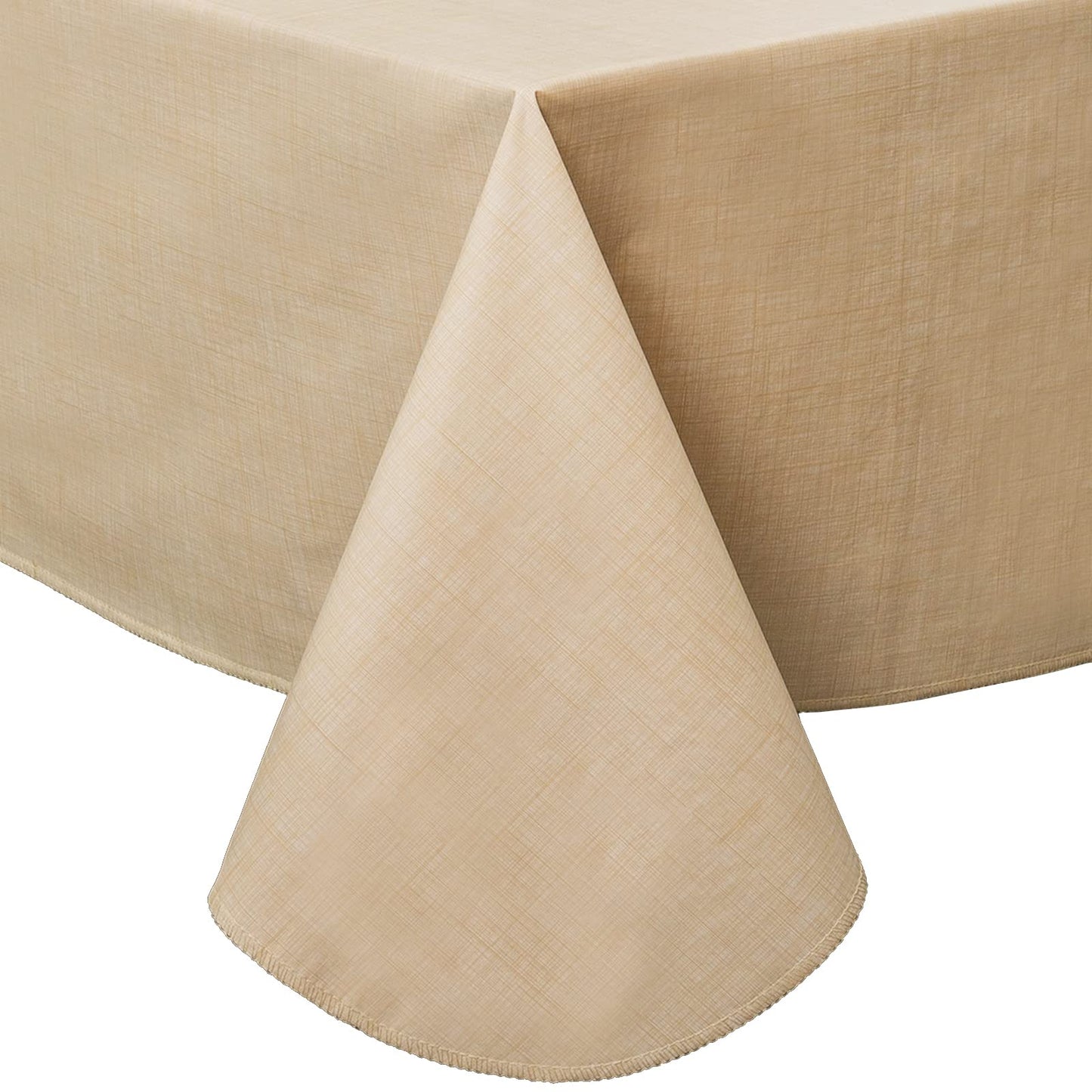 LIBERECOO Vinyl Tablecloth with Flannel Backing, Champagne, Waterproof, Stain-Resistant, Easy-Clean Table Cover for Dining, Kitchen, and Outdoor Use, 60" x 84" Rectangle
