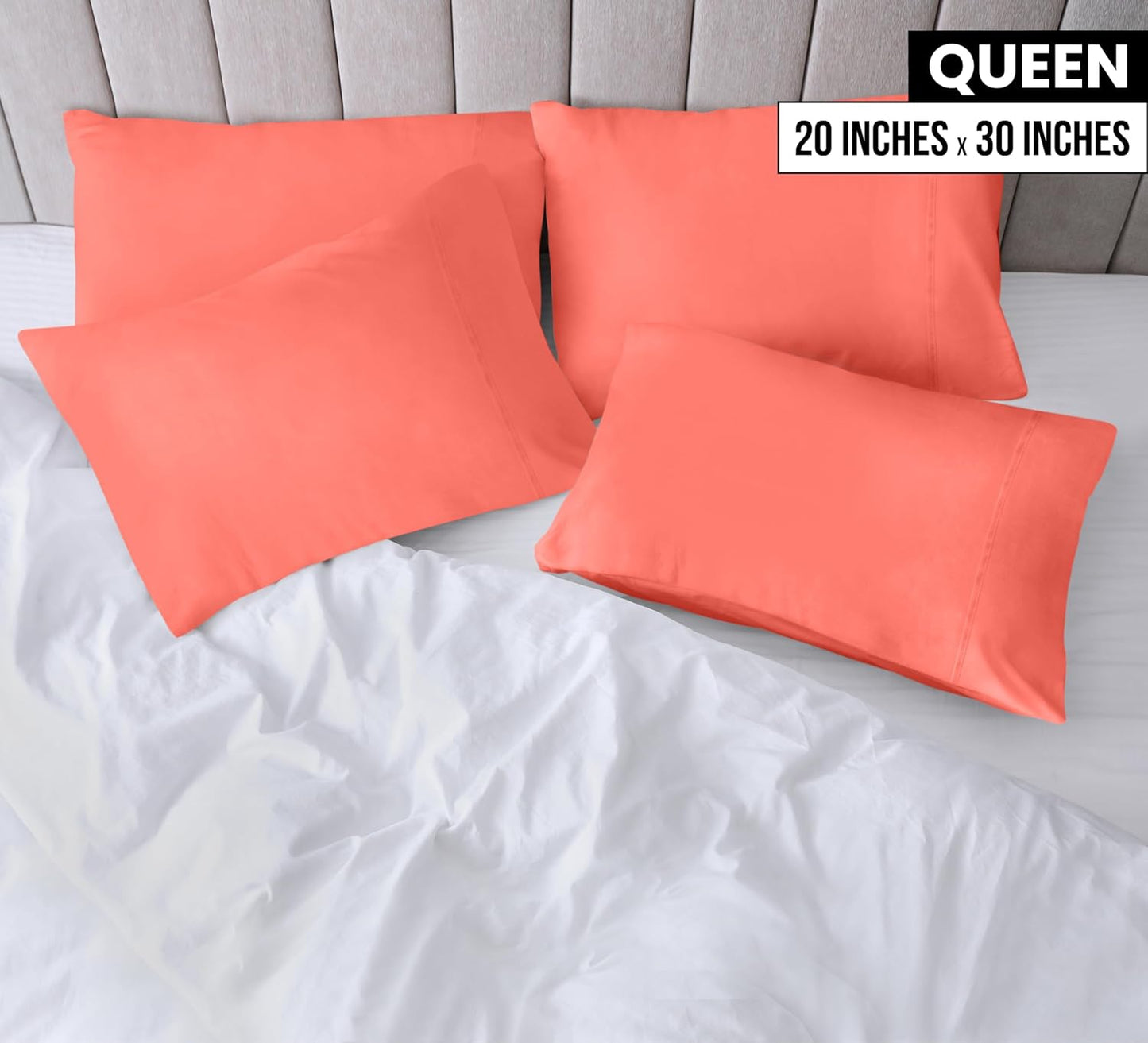 Utopia Bedding Queen Pillow Cases - Soft Brushed Microfiber - 4 Pack, Coral Color, 20 x 30 Inches