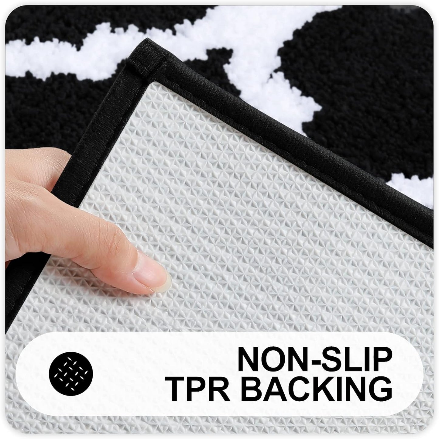 OLANLY Bathroom Rugs Set - 2-Piece Microfiber Bath Mats | Non-Slip, Absorbent, Machine Washable (Black, 30"x20" + 24"x20")