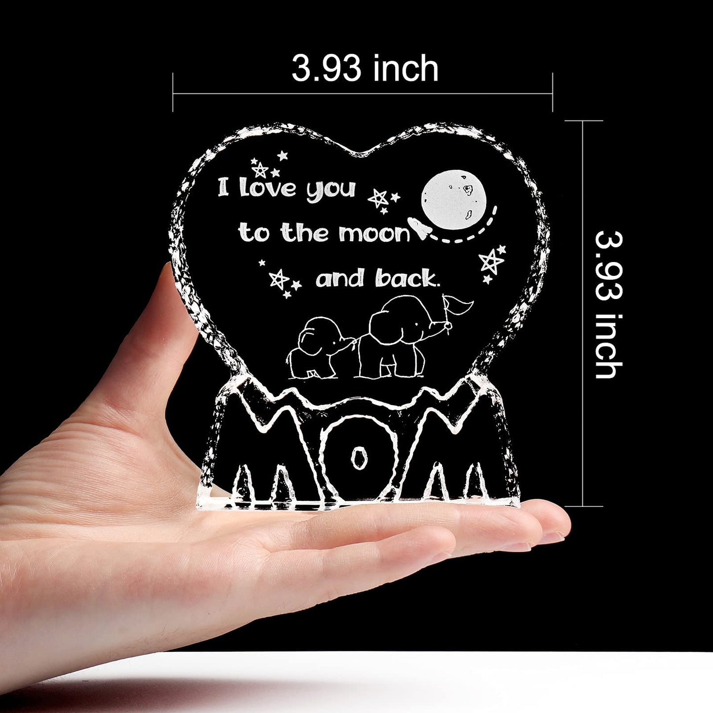 ZHSHWAT Gifts for Mom, Gifts for Mom from Daughter/Son, I Love You to The Moon and Back, Mom Crystal Gifts from Son Daughter for Birthday Christmas Day