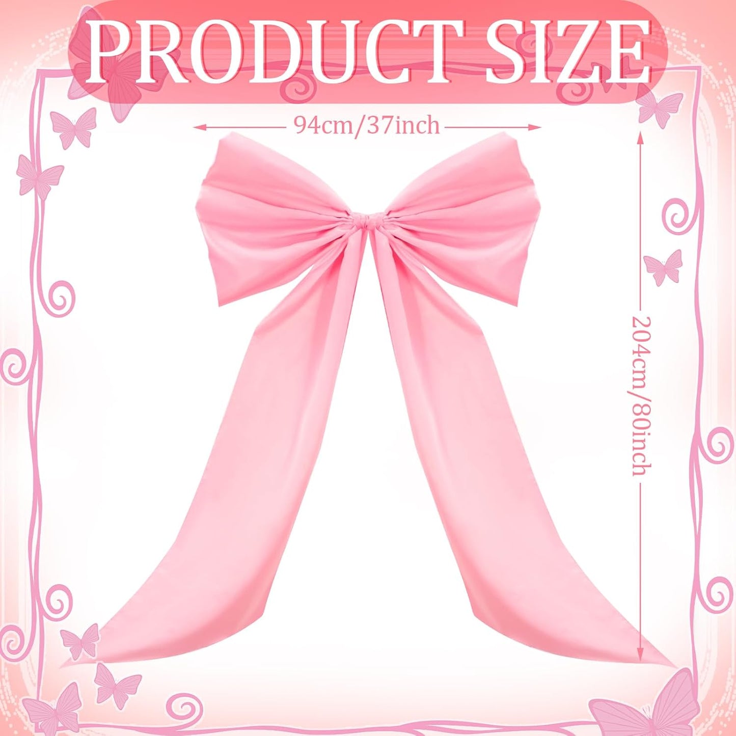 Wavwavw Giant Wall Bow Decorations - 39 x 72 Inch Pink Ribbon for Birthday, Baby Shower & Wedding Decor