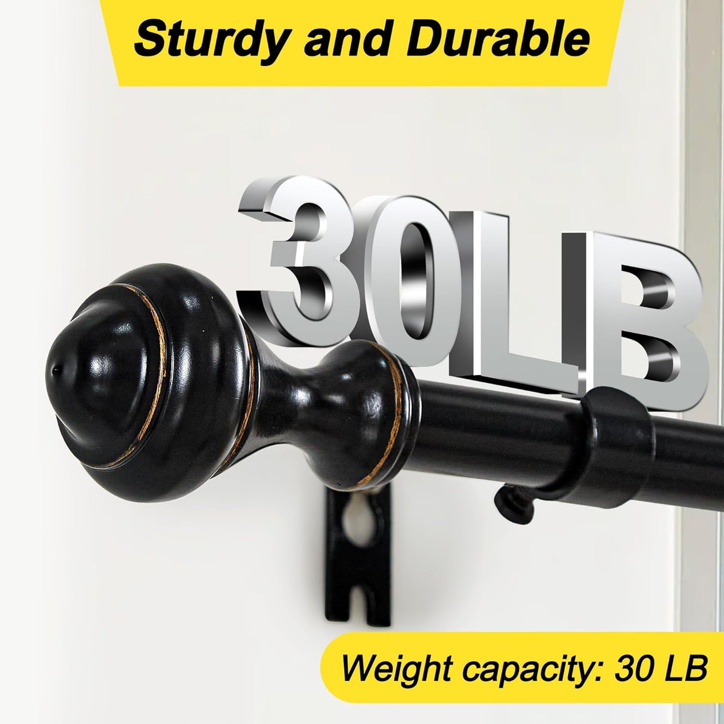 NICETOWN Adjustable Curtain Rods 2-Pack | 48-86 Inch with Grommet Black Blackout Curtains