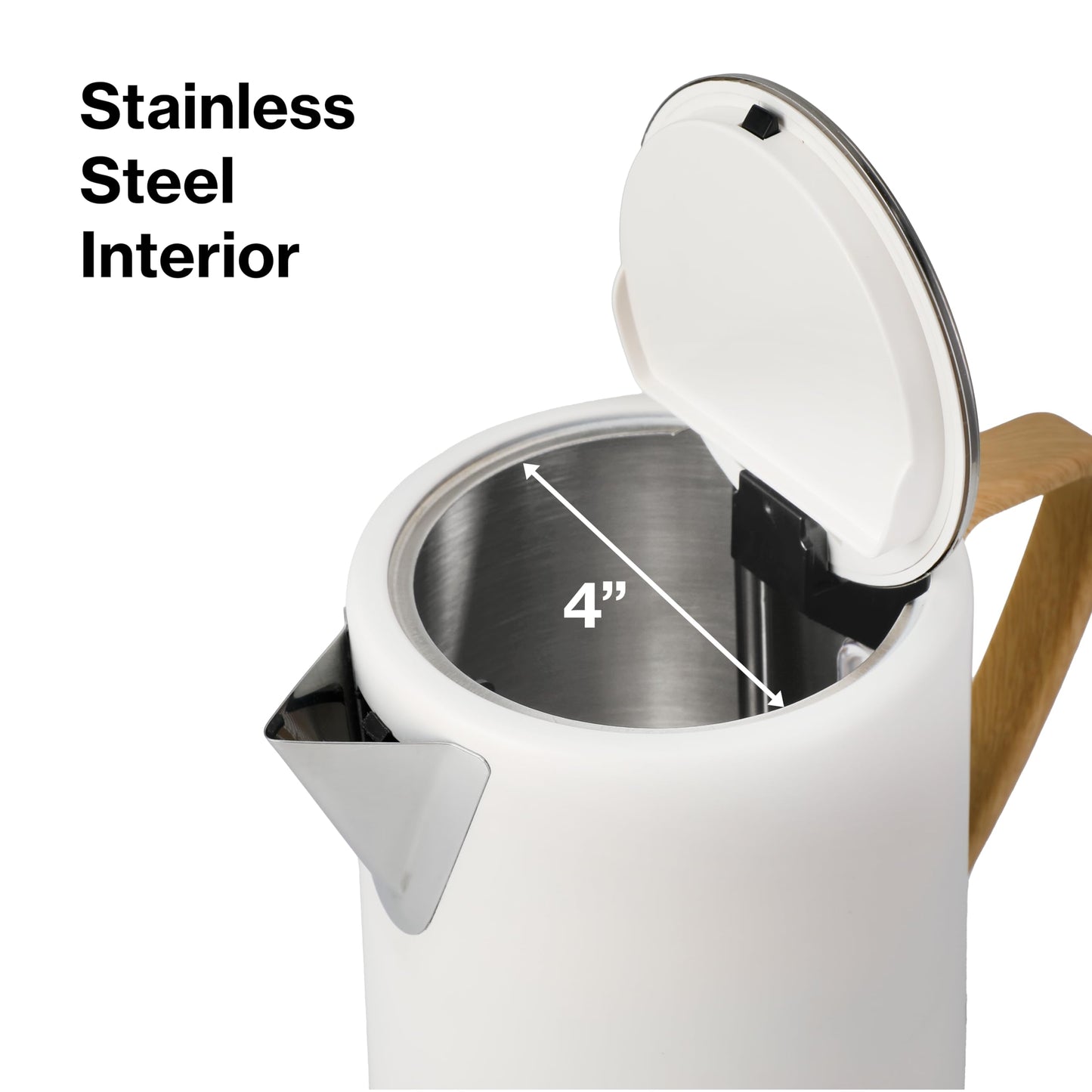PantryPro 1.7L 1500W Rapid-Boil Electric Kettle - Stainless Steel Interior - Auto Shut-Off, Boil-Dry Protection, LED Indicator, Wide Opening - Cream White