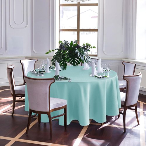 Biscaynebay Round Tablecloth 90 Inch-Auqa Blue Outdoor Fabric Table Cover-Small Circle Folding Table Cloths Linen Water Resistant for Kitchen Dining Picnic Patio Outdoor Party Restaurant Tables