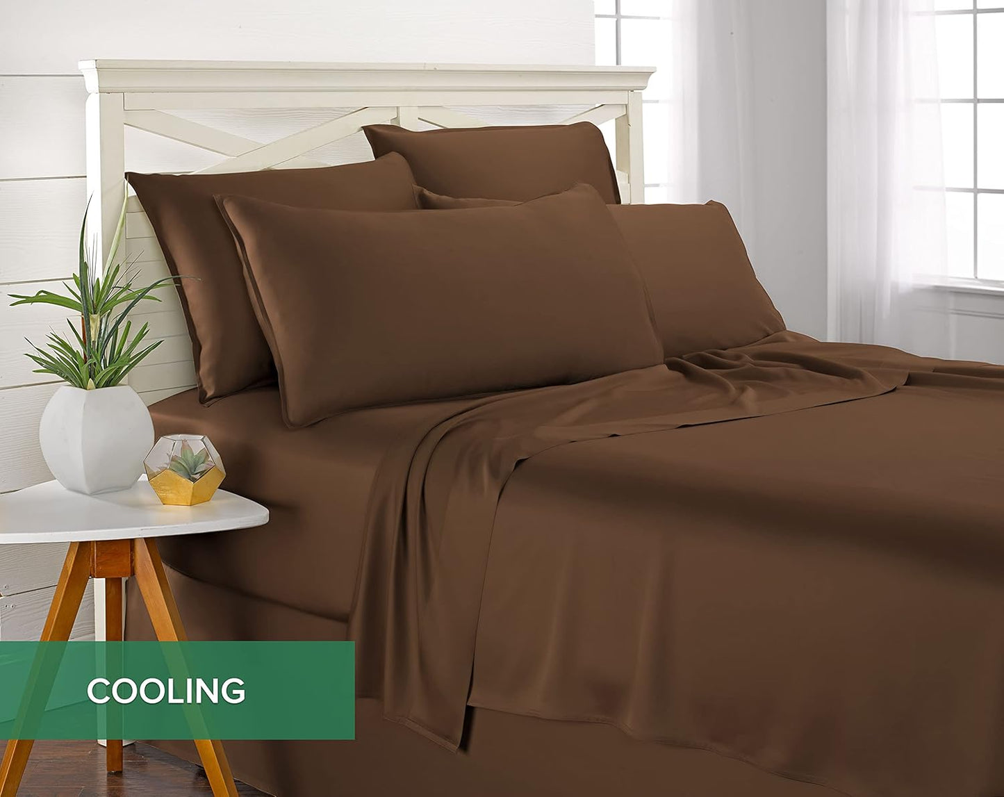 Pure Bamboo Twin Sheets - Luxuriously Soft 100% Organic Viscose Bed Sheet Set | Cooling Comfort in Coconut Husk