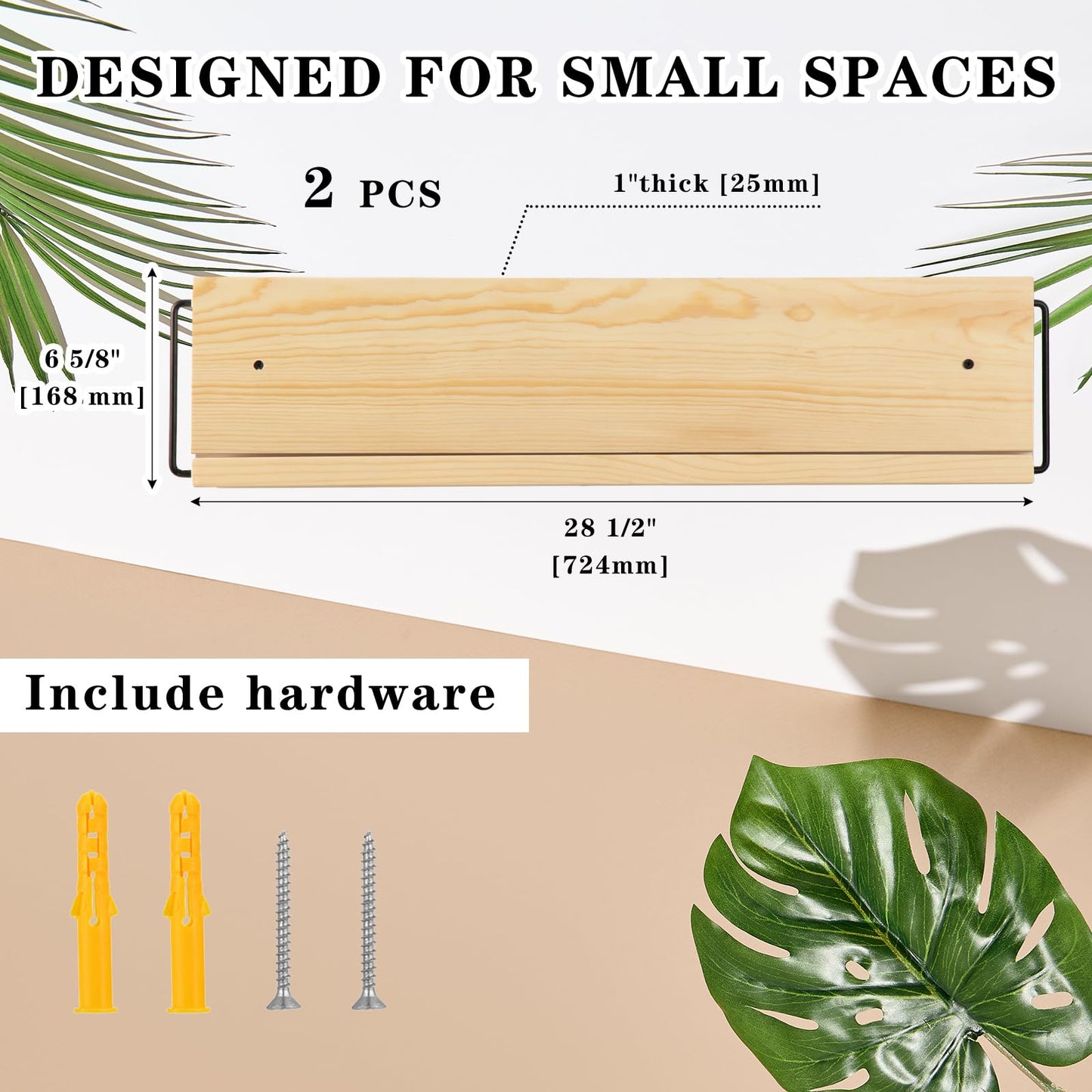 Mifoci 2 Pcs Wall Mounted Shoe Rack Organizer Wooden Modern Compact Wall Space Saving Shoe Holder Storage for Sneaker Footwear Slipper Boots Entryway Narrow Spaces Hallway(28.35'' Long)