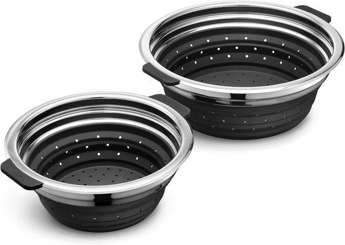 HexClad 2-Piece Steamer Basket Set - Dishwasher-Safe, Fits 3 & 8Qt Pots, Heat-Safe to 425ºF, Non-Slip Handles