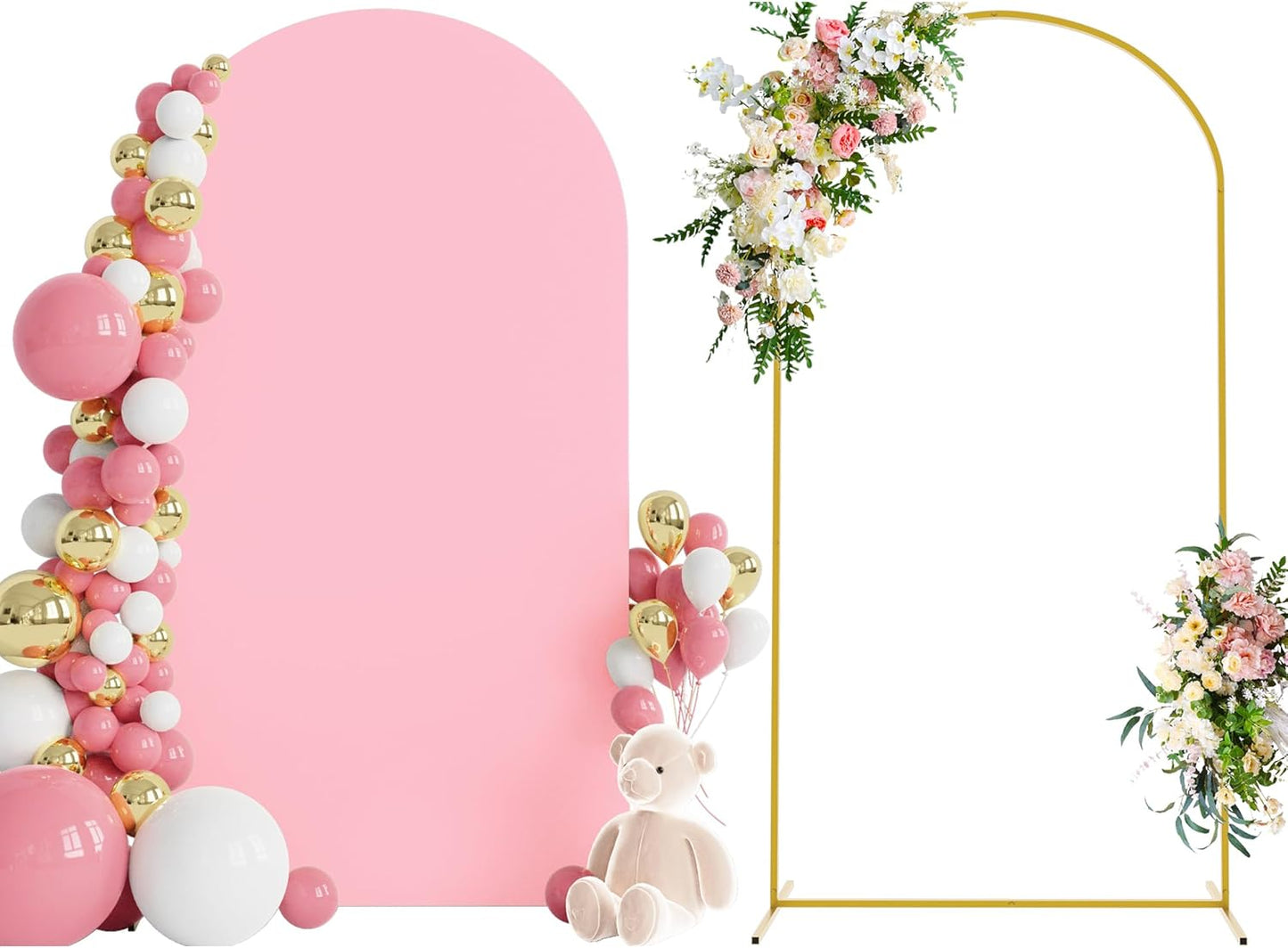 Wokceer Wedding Arch Backdrop Stand - 7.2 FT Metal Arch with Cover for Events & Ceremonies