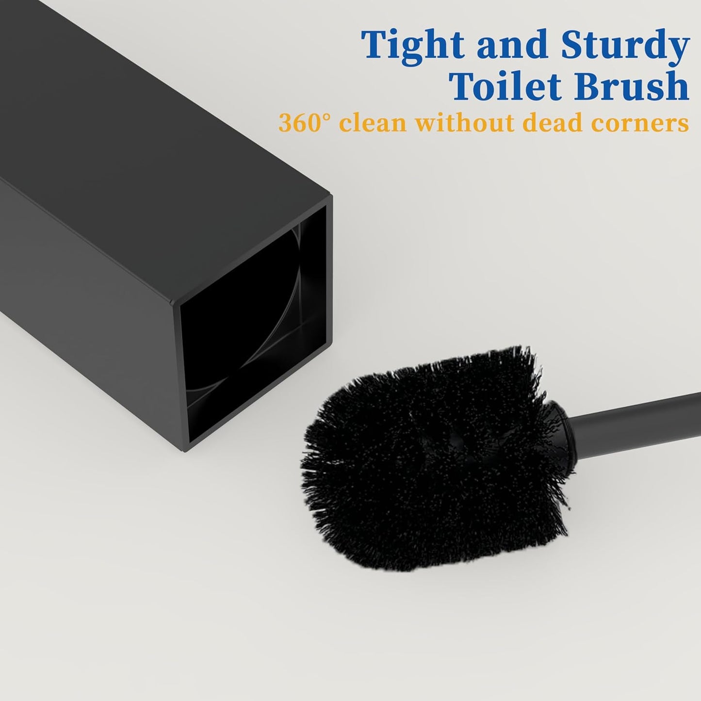 RUACQ Toilet Brush and Holder Set 2pcs,Square Toilet Bowl Brush for Bathroom with 304 Stainless Steel Handle Toilet Cleaner Brush with Durable Scrubbing Bristles,Splash-Proof (White)