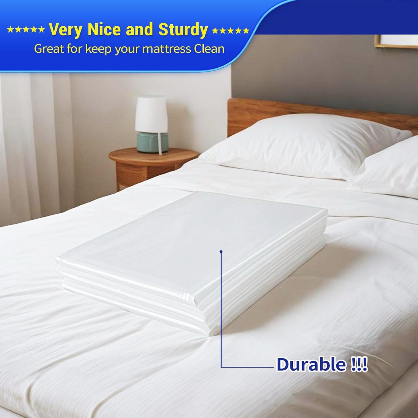 Skiennix King Mattress Bag - Heavy-Duty Plastic Protector for Moving & Storage | 2-Pack, Extra Thick
