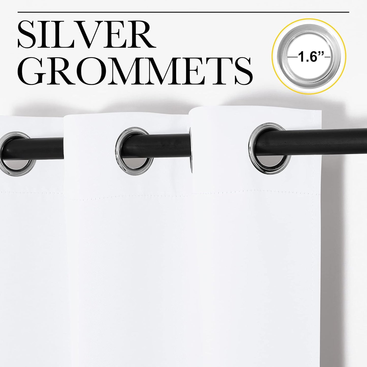 NICETOWN White Small Window Blackout Curtain Panels - 50% Light Blocking, Set of 2 | 42" x 78" for Bedroom & Dining Room