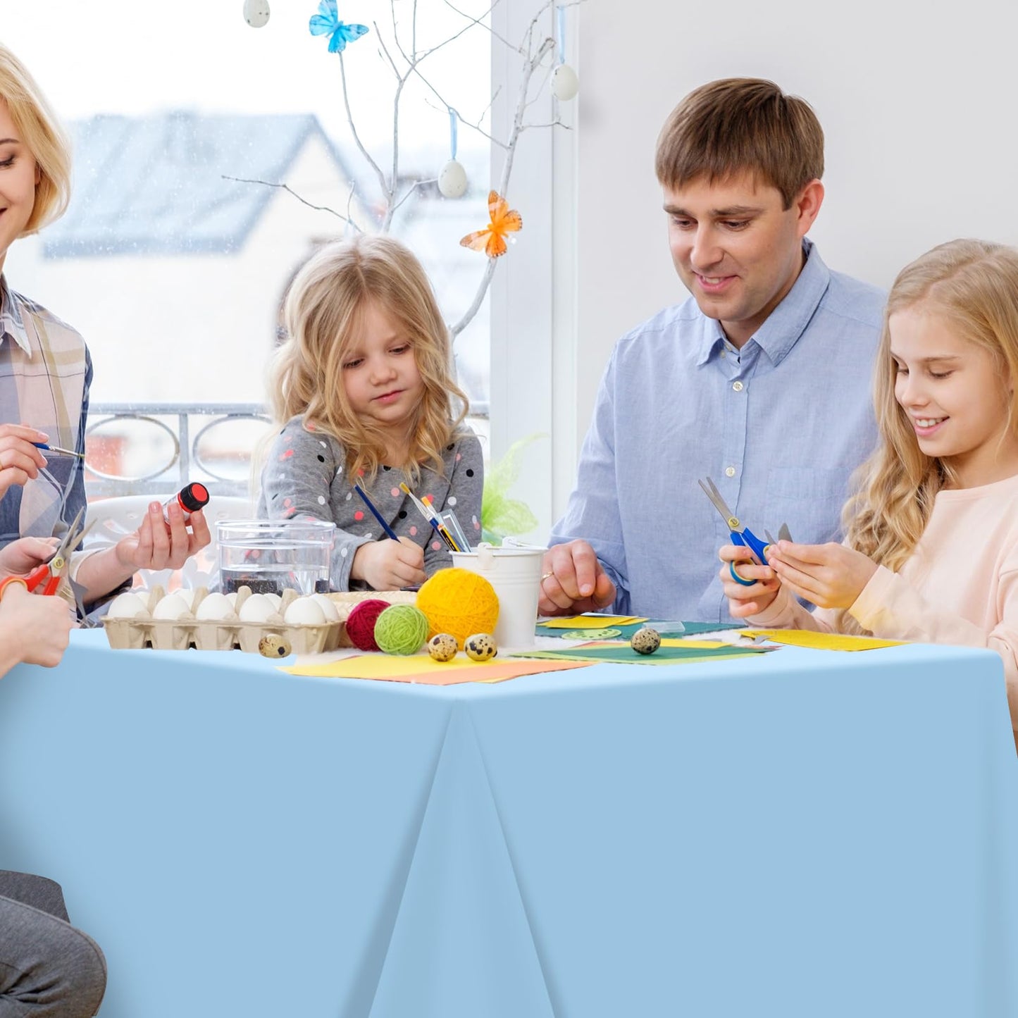 YIDAKO 6Pcs Light Blue Tablecloths,Disposable Plastic Tablecloth,Waterproof Baby Blue Rectangle Table Cover for Graduation Birthdays Weddings Anniversary Party Decorations,54 x 108 Inch