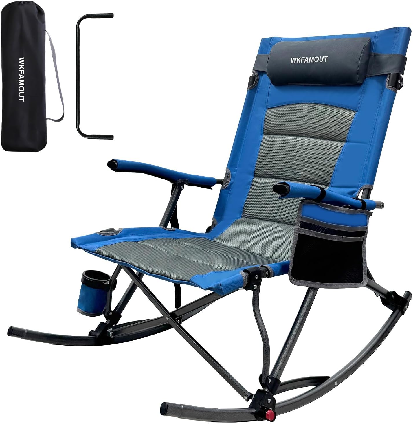 Skiennix Oversized Rocking Camping Chair - 13.8" High Seat with Foot Rest & Headrest | Supports 300 lbs, Includes Carry Bag