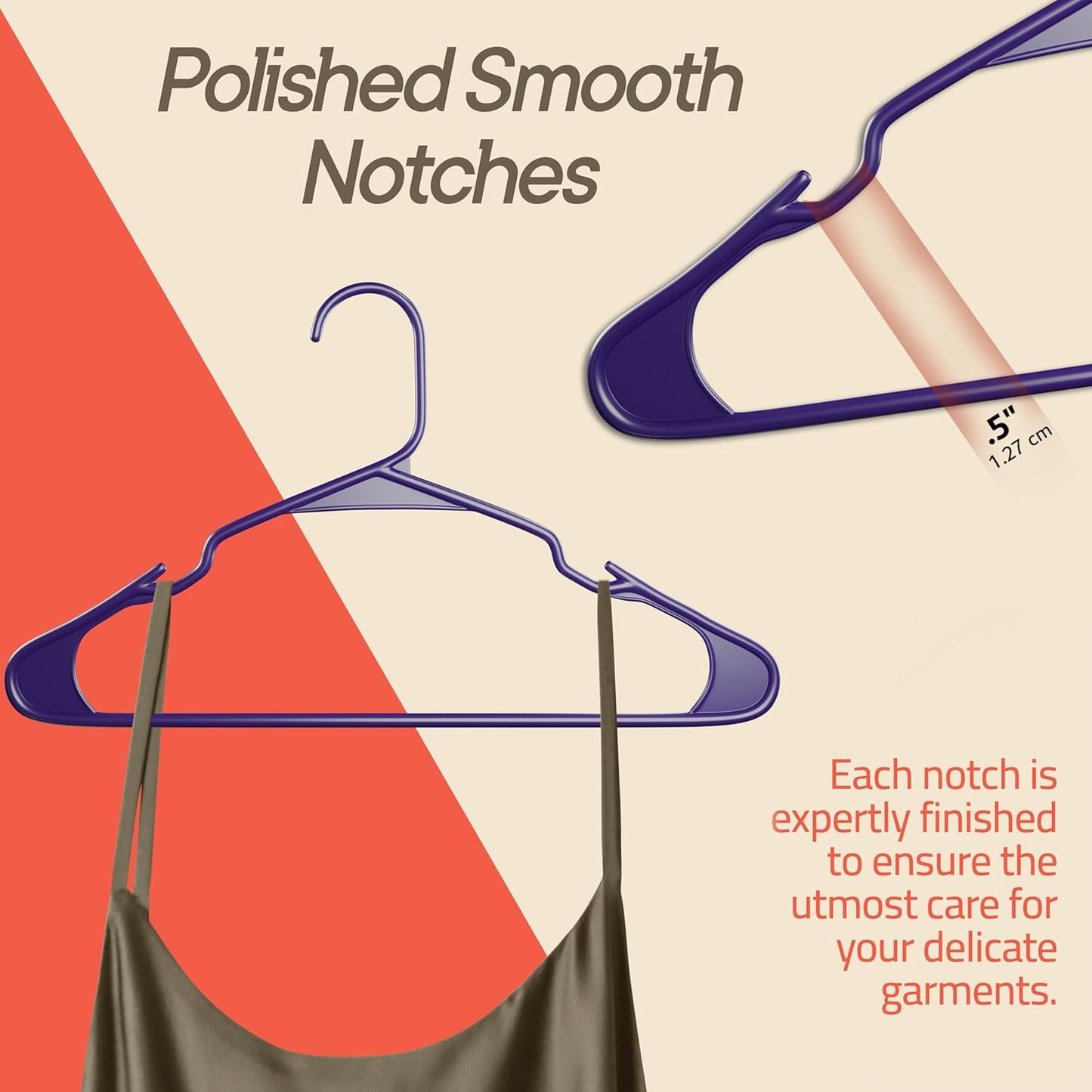 Purple Plastic Hangers - Heavy-Duty Slim Design | 20 Pack with Non-Slip Shoulder Notches for Dresses & Suits