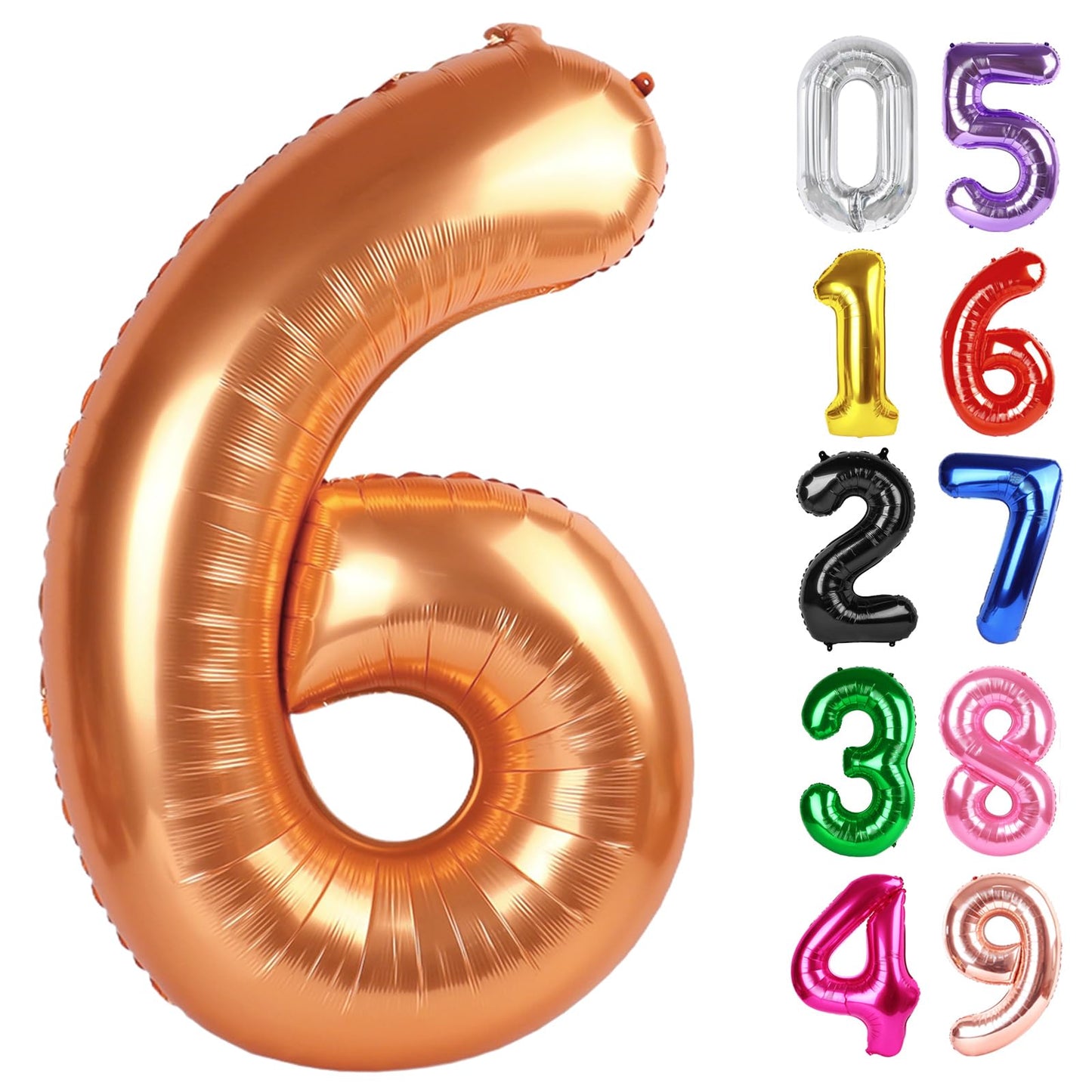 Orange Number 6 Balloon 40 Inch, 6th Birthday Party Decorations for Children, Giant 6 Foil Balloon for Party Supplies