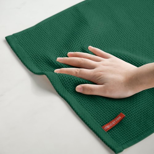 Artoid Mode 100% Cotton Kitchen Dish Cloths - Dark Green Waffle Weave, Ultra Soft & Absorbent, 12x12 Inch, Set of 6