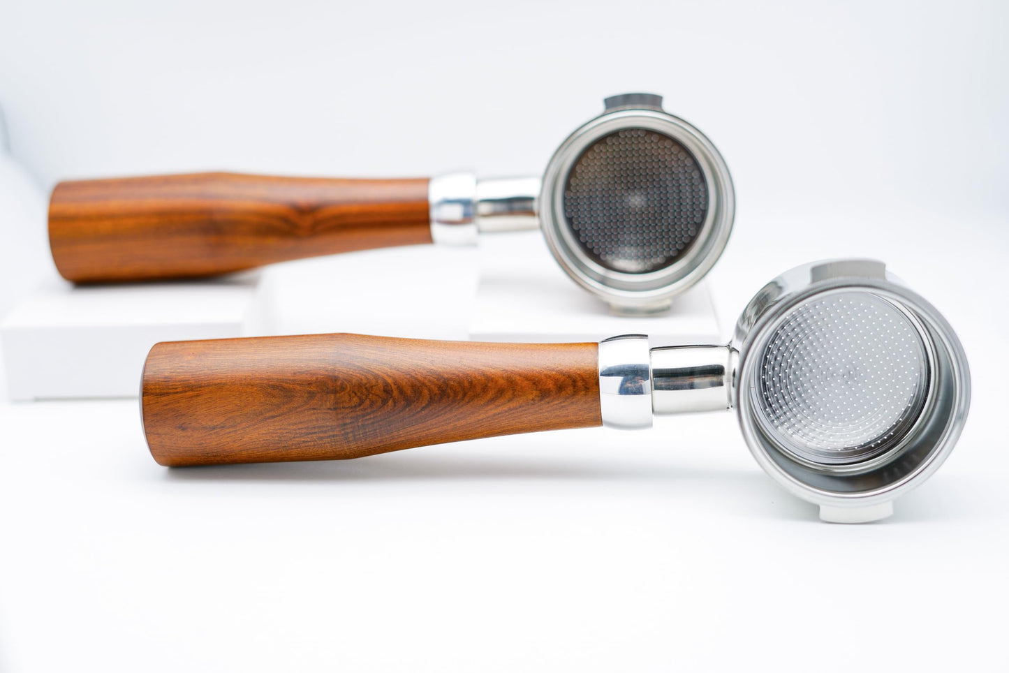 CittaLalage Coffee Espresso 304 Stainless Steel & Wooden Bottomless Portafilter 51mm 2 Ears with Filter Basket (14-18g) Fits for Delonghi Coffee Machine ECP3420/ECO310/BCO430/EC260/EC155/ECP3630