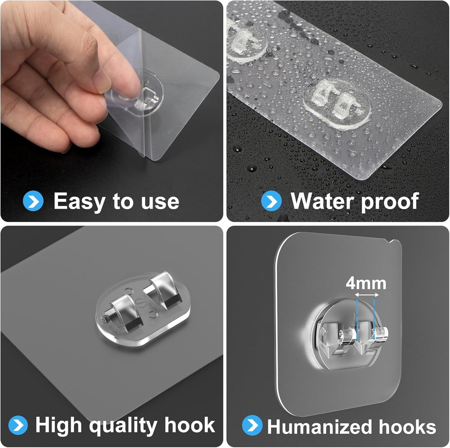Lsnisni Shower Caddy Adhesive Hooks - 20 Pack Waterproof, Strong Adhesive, No Drilling | Ideal for Bathroom & Kitchen Storage