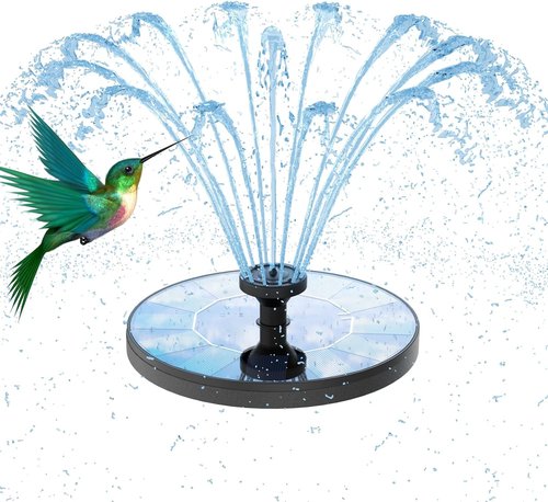 AMZtime Solar Water Fountain - Upgraded Floating Bird Bath Fountain with 6 Nozzles | Outdoor Garden & Pond Decor