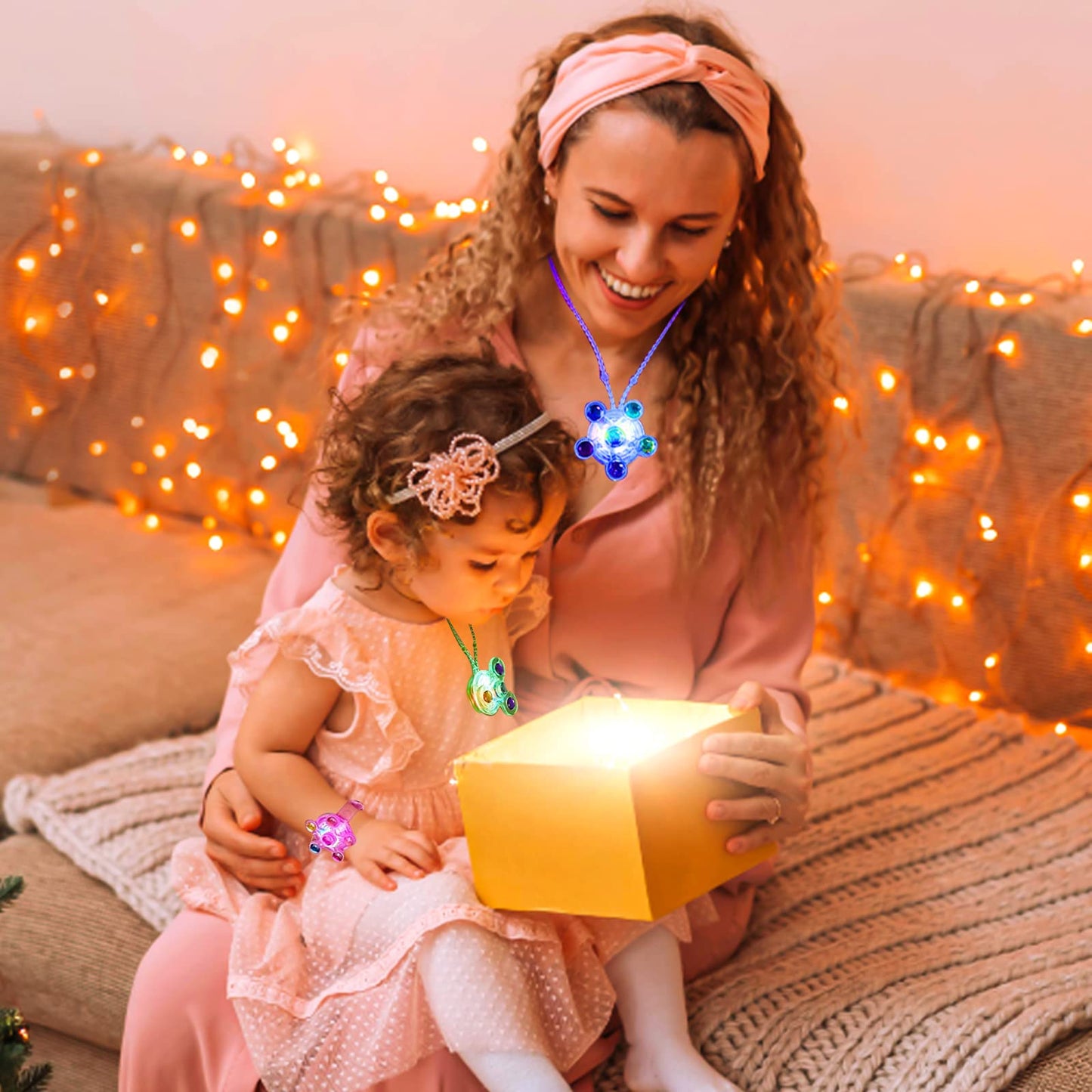SZHFU 36pcs LED Light Up Party Favors Set with 12 Bracelets, 12 Rings, 12 Necklaces, Glow in The Dark Supplies for Kids Birthday, Halloween, Christmas,Easter Party Favors