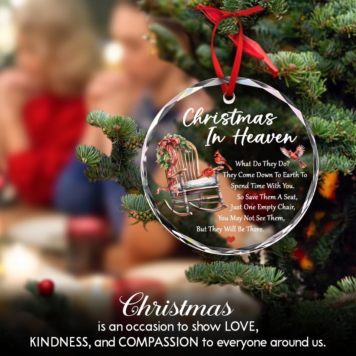 Regine Switzerland Christmas Glass Ornaments - Memorial Gifts for Grieving Loved Ones | Empty Chair Design