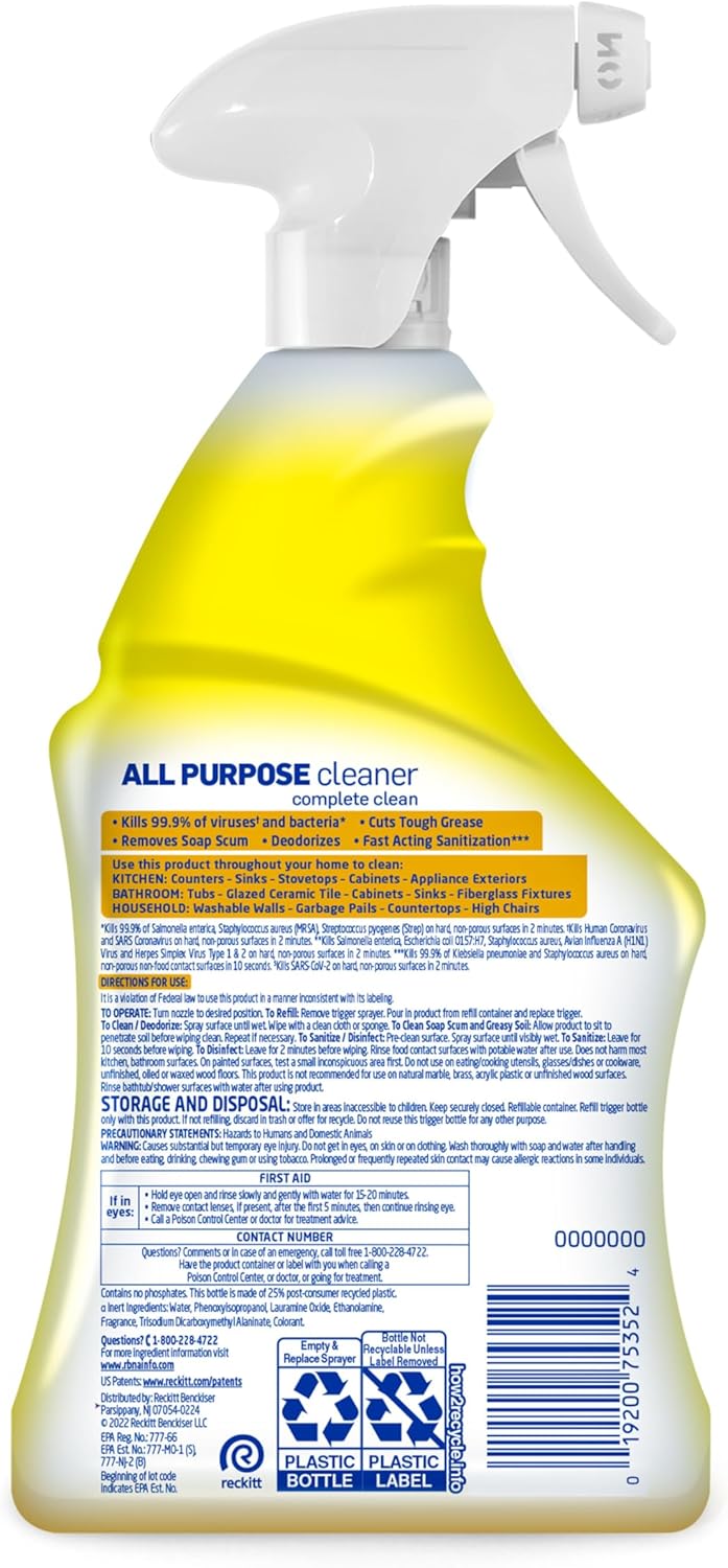 Lysol All-Purpose Cleaner Spray - Multi-Purpose Disinfectant with Lemon & Island Breeze Scents | 32 Fl Oz (Pack of 3)